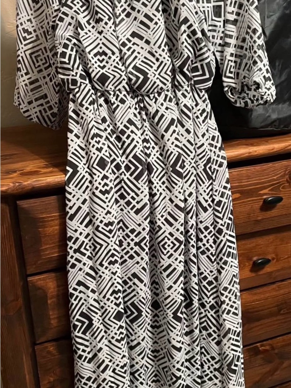 Black & White Geometric Maxi Dress - Classic Women's Dress